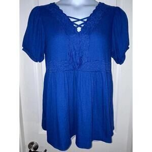 Torrid Babydoll Blue Detail Top sz 0
